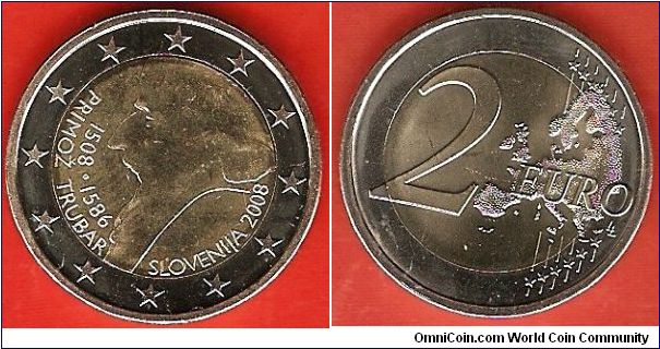 2 euro
Primoz Trubar 1508-1586
bimetal coin