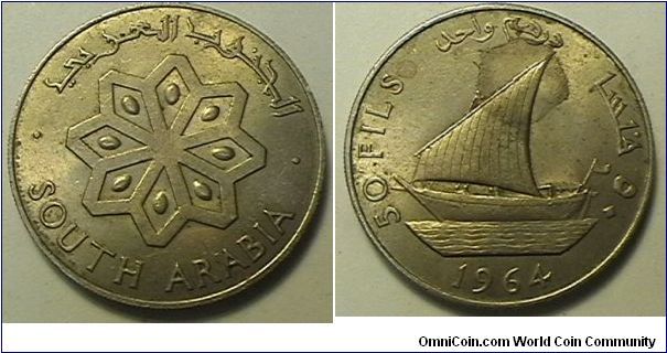 South Arabia, 50 Fols, Copper-nickel