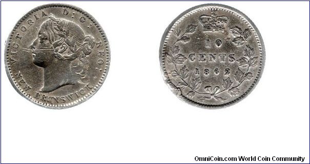 New Brunswick 1862 2/2 10 cents