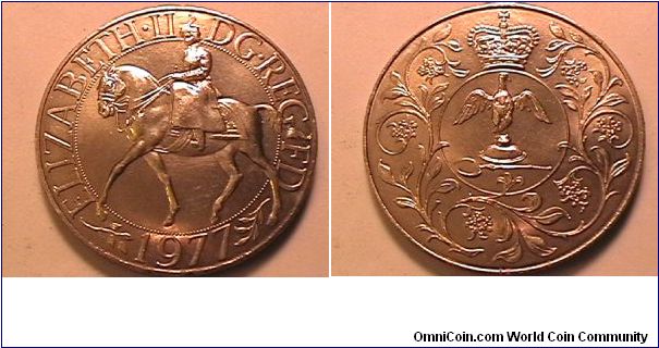 Queen Elizabeth silver jubilee as queen, copper-nickel, 25 New Pence