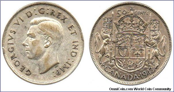 1943 narrow date 50 cents
