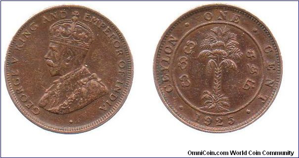 Ceylon 1925 1 cent