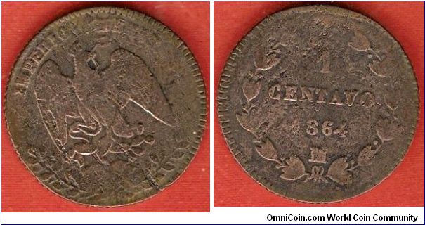 Second Empire
1 centavo
Struck during the reign of Maximilian of Habsburg at the Mexico City Mint
copper