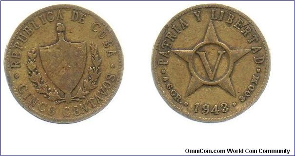 1943 5 centavos
