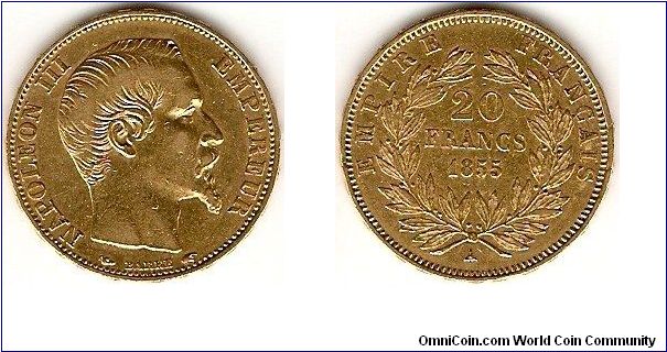 Second Empire
20 francs
Napoleon III
Paris Mint
0.900 gold