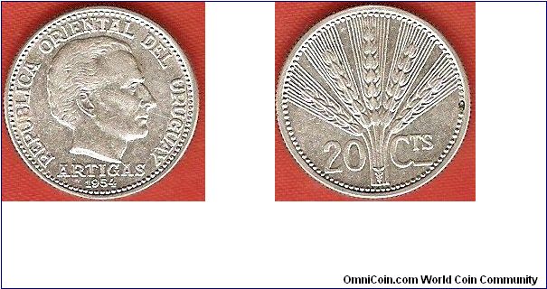 20 centesimos
bust of Artigas
0.720 silver
Utrecht Mint
