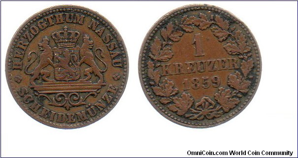 Nassau 1859 1 Kreuzer