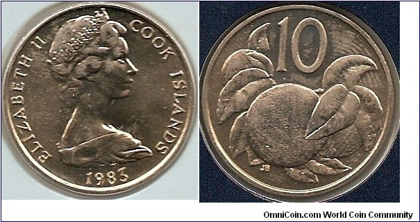 10 Cents 
Elizabeth II by Arnold Machin
Orange
reverse design by James Berry
copper-nickel