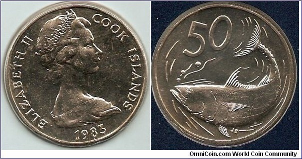 50 Cents 
Elizabeth II by Arnold Machin
Bonito fish
reverse design by James Berry
copper-nickel