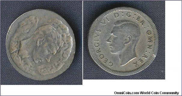 6 Pence no date
(1937-48)full brockage