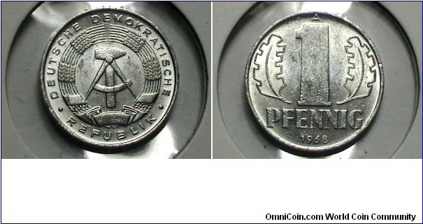 Germany-Dem. Rep 1968A 1 Pfennig KM# 8.1 