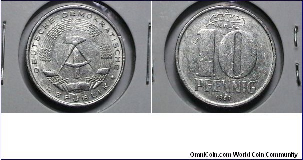 Germany-Dem. Rep 1981A 10 Pfennig KM# 10 