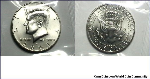U.S. MS SF 2005-P 50 Cents Kennedy Half Km# A202b 