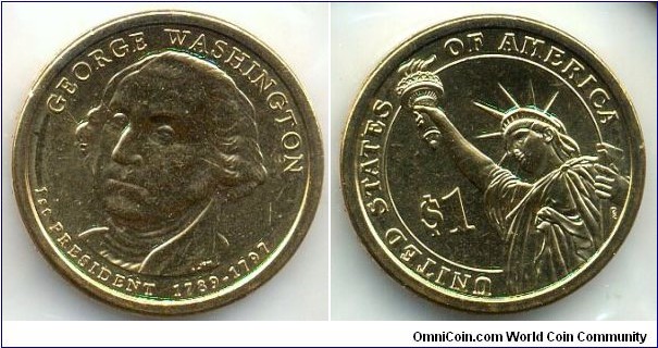 George Washington President — First President, 1789-1797, $1 Coin 
