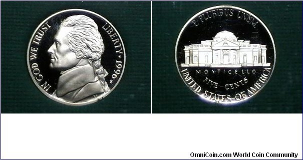 U.S. 1996 Proof Set Jefferson Nickel 