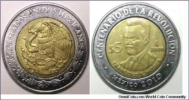 Mexico 2008 5 Pesos Francisco J. Mugica 