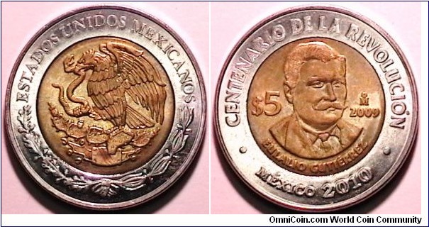 Mexico 2009 5 Pesos Eulais Gutierrez 