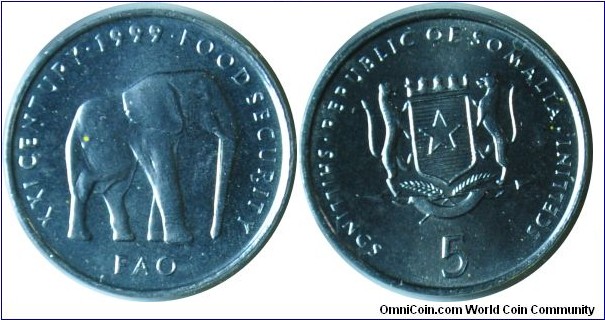 Somalia 5shillings FAO. 1999