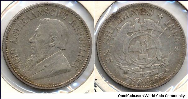 2.5 Shillings, Zuid Afrikaansche.