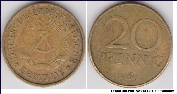 1969 East Germany 20 Pfennig - Communist Germany