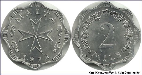 Malta 2 Mils 1972