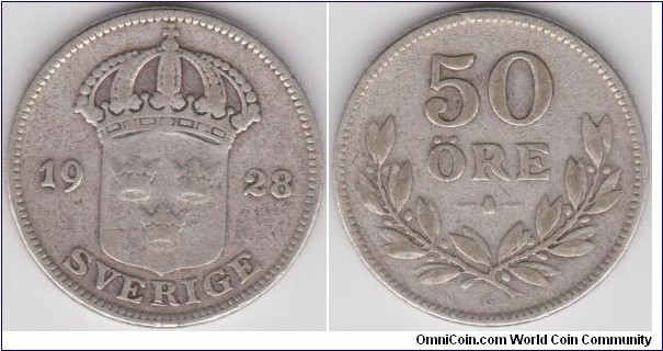 1928-G Sweden 50 Öre