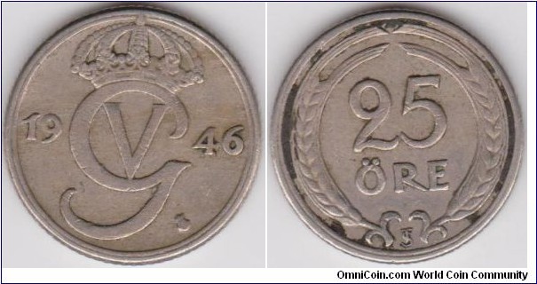 1946 ST Sweden 25 Öre