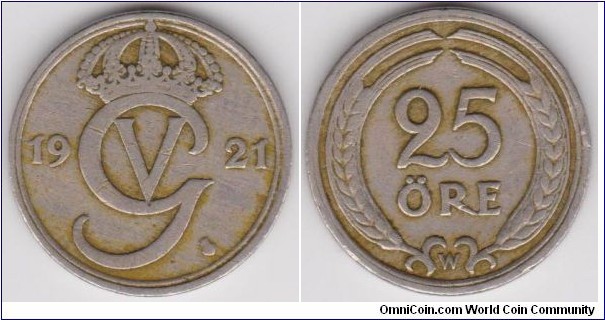 1921-W Sweden 25 Öre