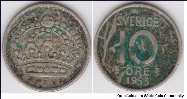 1953 Sweden 10 Öre 