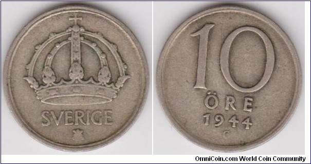 1944 Sweden 10 Öre