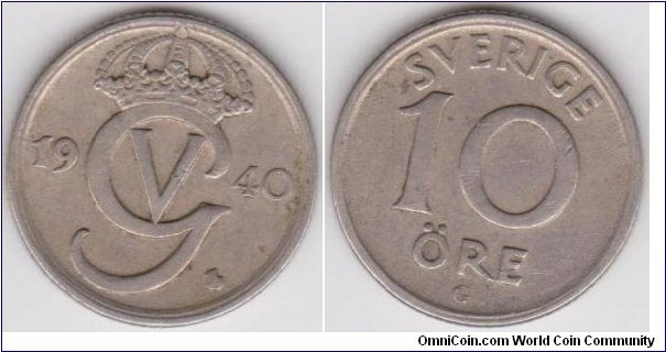 1940 Sweden 10 Öre 