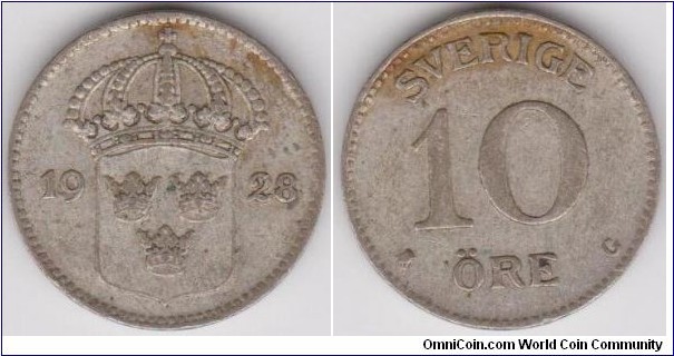 1928 Sweden 10 Öre