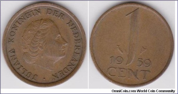 1959 Netherlands 1 Cent 