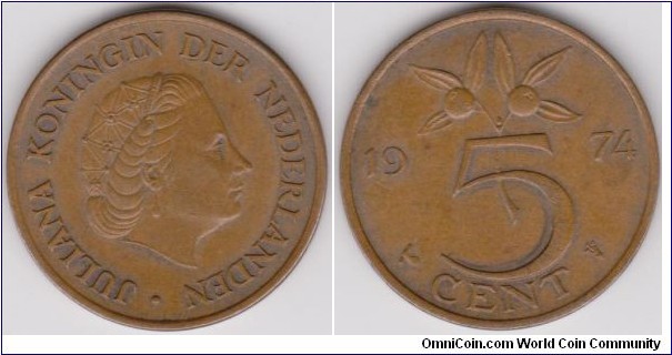 1974 Netherlands 5 Cent