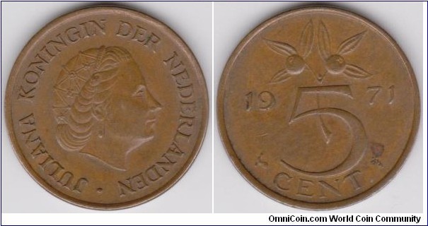 1971 Netherlands 5 Cent