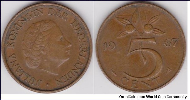 1967 Netherlands 5 Cent 