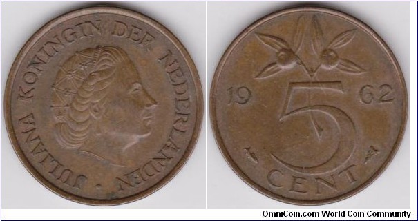 1962 Netherlands 5 Cent