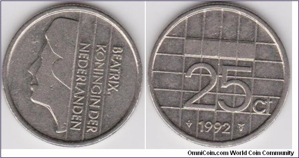 1992 Netherlands 25 Cent 