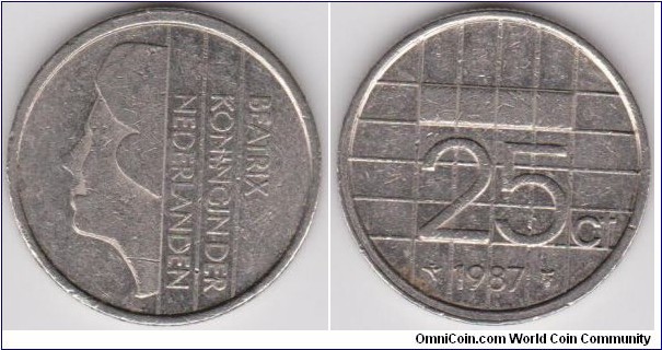 1987 Netherlands 25 Cent 