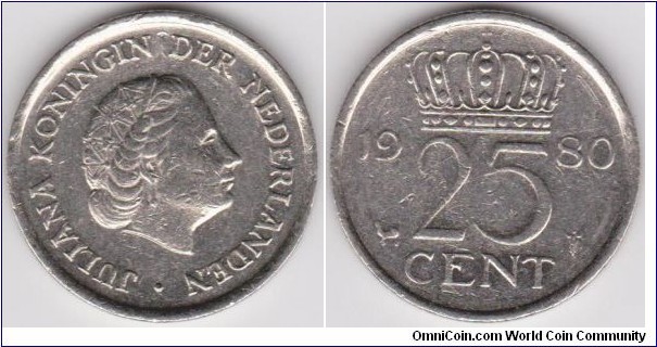 1980 Netherlands 25 Cent