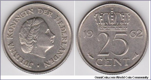 1962 Netherlands 25 Cent