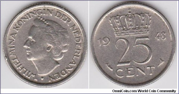 1948 Netherlands 25 Cent