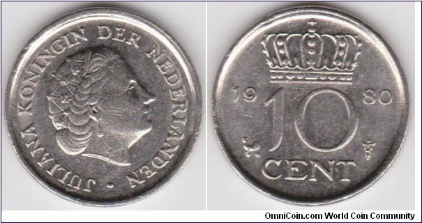 1980 Netherlands 10 Cent