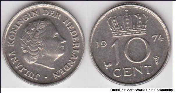 1974 Netherlands 10 Cent