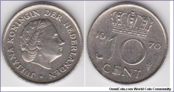 1970 Netherlands 10 Cent