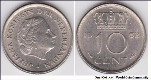 1962 Netherlands 10 Cent