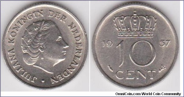 1957 Netherlands 10 Cent