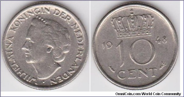 1948 Netherlands 10 Cent