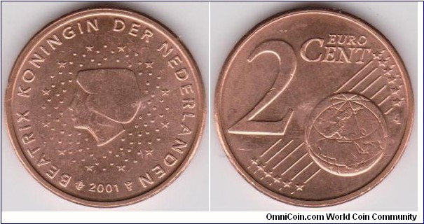2001 Netherlands 2 Cent Eur