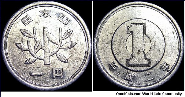 Japan - 1 Yen - 1990 - Weight 1,0 gr - Aluminium - Size 20 mm - Alignment Medal (0°) - Mint Osaka. Japan - Edge - Smooth - Mintage 2 768 753 000 - Reference Y# 95.2 (1989-2009)